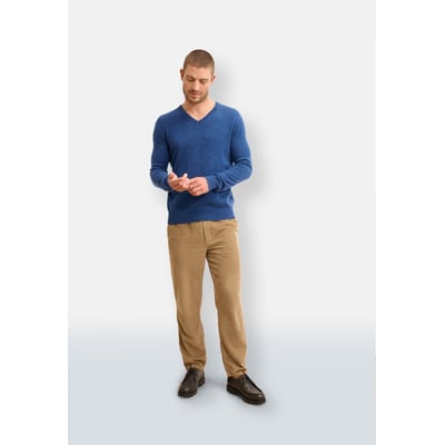 Pull Col V  Ocean Chiné Walt JUST CASHMERE