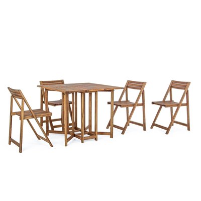 Ensemble de jardin table et 4 chaises en bois pliable - CANCALE HELLIN, DEPUIS 1862