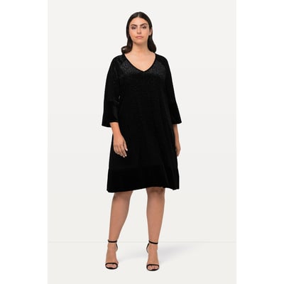 Robe midi à col rond et manches 3/4. Motif ULLA POPKEN