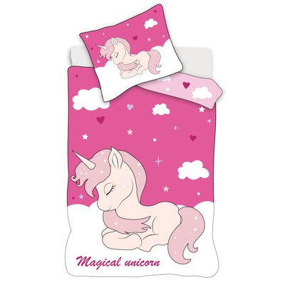 Parure de Lit Bébé Coton Réversible Licorne Magique HOME
