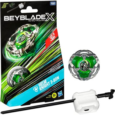 Beyblade X, Starter Pack avec toupie de compétition Helm Knight 3-80N et lanceur HASBRO