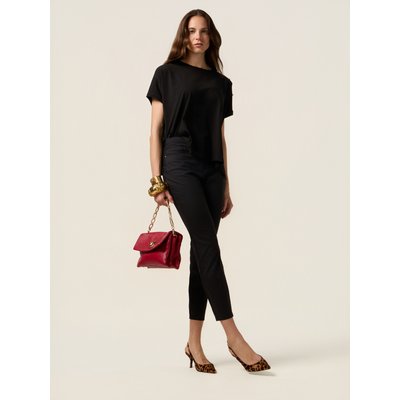 Pantalon skinny réalisé en tissu mélangé coton uni OLTRE