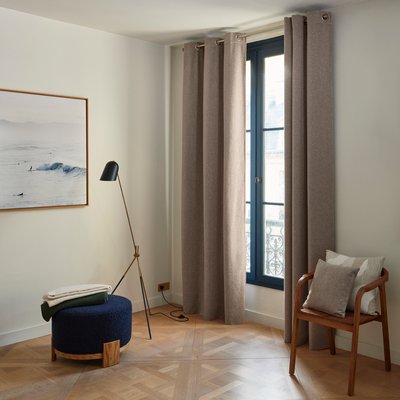 Rideau Blizzar Tamisant en Chenille effet granité Beige 136x280 cm MADURA
