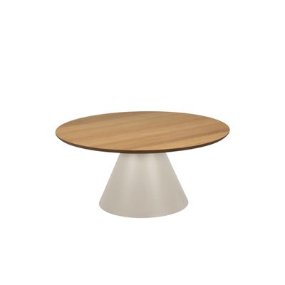 Table basse ronde en bois et métal grège D85 - GIROLLE HELLIN, DEPUIS 1862