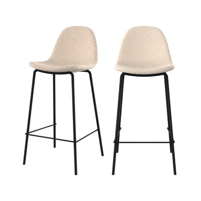 Lot de 2 chaises pour îlot central 65.5 cm en tissu bouclette - HENRIK RENDEZ-VOUS DÉCO
