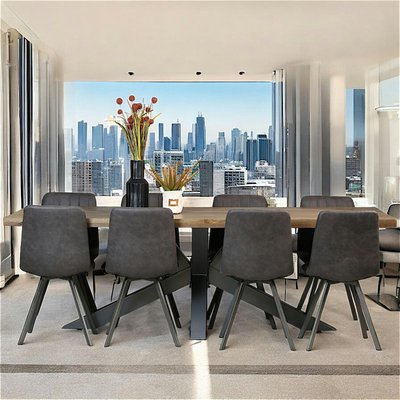 Table à manger 240 en bois pied central style moderne HUDSON PIER IMPORT