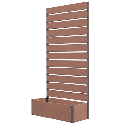 Jardinière treillis haut H.180 cm alu anthracite composite effet bois OUTSUNNY