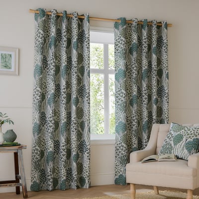 Ophelia Floral Jacquard Room Darkening Eyelet Curtains WYLDER