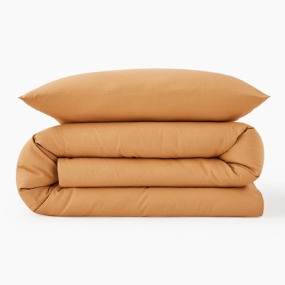 Lot housse de couette et taie carrée 63x63cm uni, 100% coton bio MONOPRIX