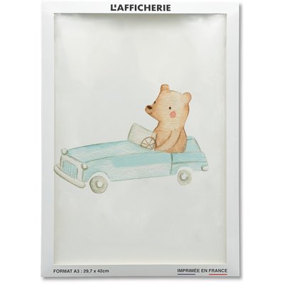 Affiche Enfant Ours Voiture L'AFFICHERIE