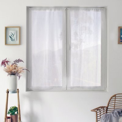 Paire de petits voilages aux fils tissés argentés HOME MAISON
