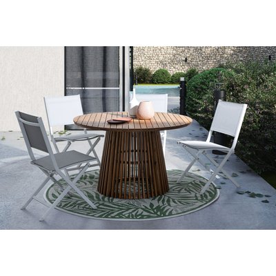 Table de jardin ronde en acacia D120 6 personnes - PIANA HELLIN, DEPUIS 1862