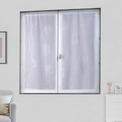 Paire de petits voilages en étamine motif argent HOME MAISON