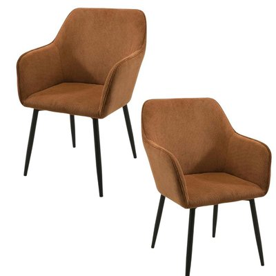 Fauteuil de table tissu cotelé brun (lot de 2) MALMOE PIER IMPORT