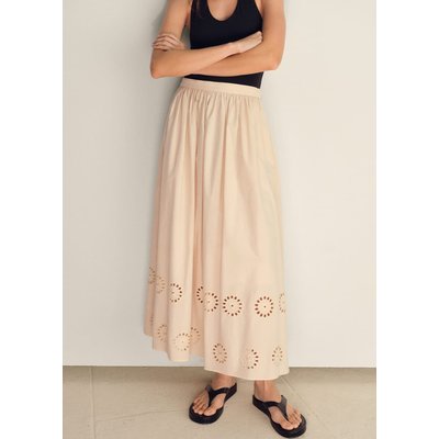 Jupe coton bas brodé MANGO
