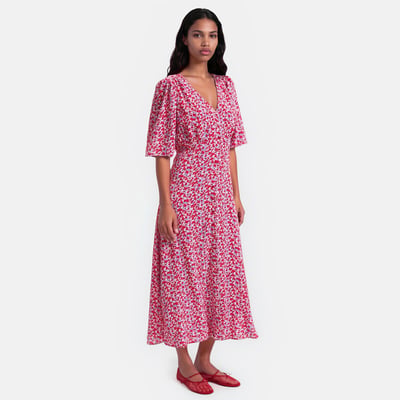 Floral Full Maxi Dress with Short Sleeves LA REDOUTE COLLECTIONS