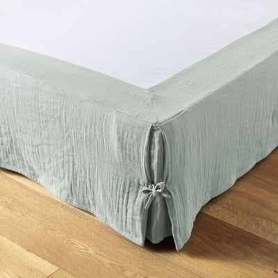Cache sommier, en 100 % Gaze de coton, avec volant 30 cm EDEN