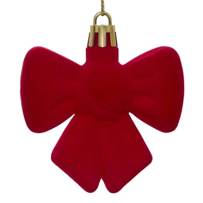 Lot de 2 suspensions de sapin nœud en plastique rouge 6 cm FEERIC LIGHTS & CHRISTMAS