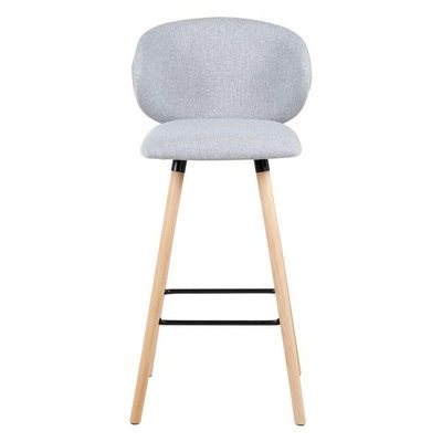 Chaise de bar tissu gris clair pieds en bois Tiago ZAGO