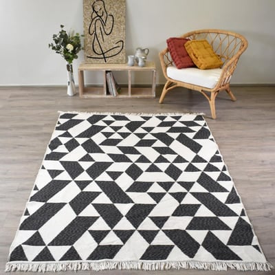 Tapis kilim reversible en coton motif géométrique BI UN AMOUR DE TAPIS