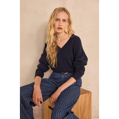 Pull col V en 100% cachemire 2 fils BARY Maison 123