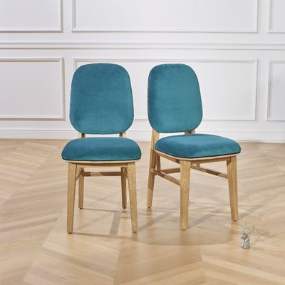 Lot de 2 chaises en chêne massif et velours LUCETTE ROBIN DES BOIS