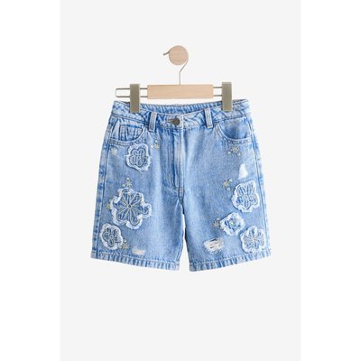 Short en denim avec fleurs au crochet NEXT