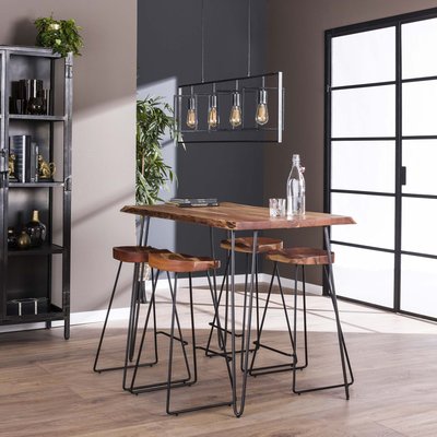 Table haute bois massif naturel 130 cm MELBOURNE PIER IMPORT