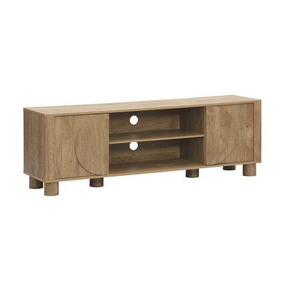 Meuble TV exotique effet bois de manguier 2 portes réversibles 155cm PONDI SWEEEK