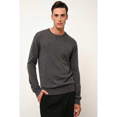 Pull Col Rond Anthracite Chiné Noe JUST CASHMERE