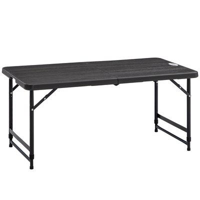 Table de jardin pliable réglable 4 personnes acier HDPE aspect bois gris OUTSUNNY