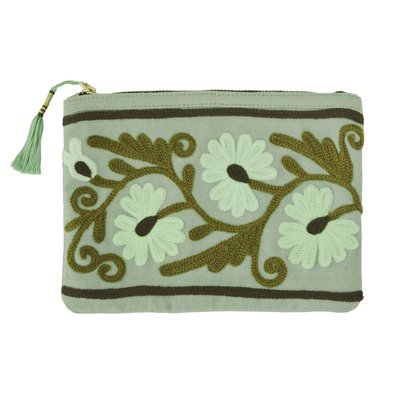 Pochette brodée coton motif floral MADAM STOLTZ