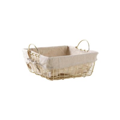 Corbeille carrée en métal doré avec anses et doublure en jute AUBRY GASPARD
