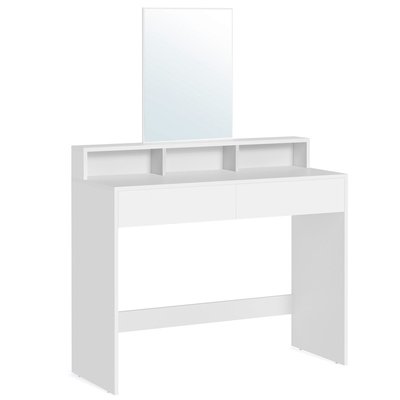 Coiffeuse 2 tiroirs et 3 petites niches avec miroir - H140 cm CALICOSY