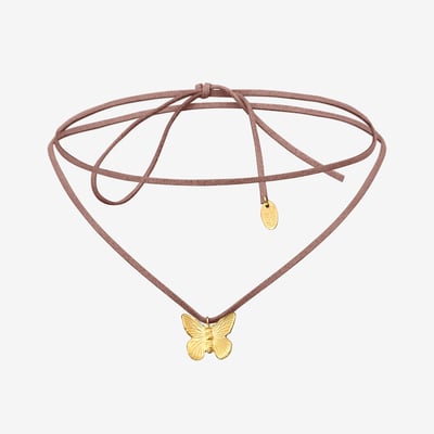 Collier/bracelet cordon doré vieux rose petit modèle - butterfly CAROLINE NAJMAN