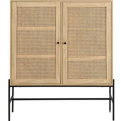 Buffet haut 2 portes en cannage et effet chêne - IRIS HOMIFAB