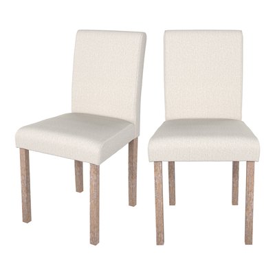 Lot de 2 chaises en tissu et pieds en bois d'hévéa - HAVANE RENDEZ-VOUS DÉCO