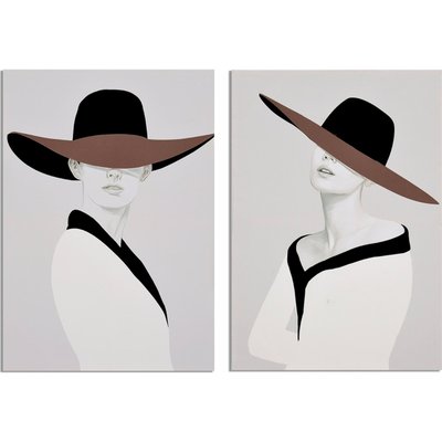 portrait élégant femme au chapeau déco murale contemporaine RECOLLECTION