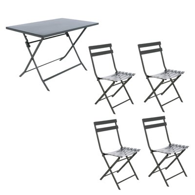 Ensemble table de jardin pliante + 4 chaises Greensboro HESPERIDE