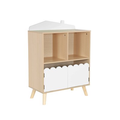 Bibliothèque enfant décor bois 2 étagères 2 portes AZUR SWEEEK