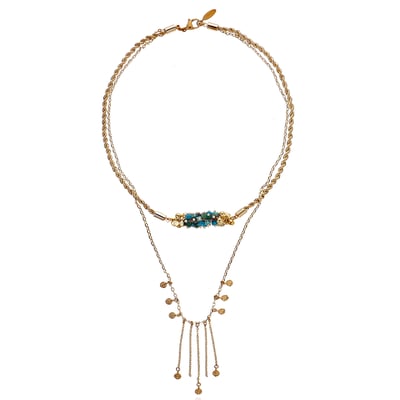 Collier multirangs chaînes assemblage de pierres et pampilles THIADEE HIPANEMA