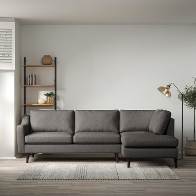 Rosa Curve Soft Woven Chaise - Right Facing with Dark Wood Legs SO'HOME