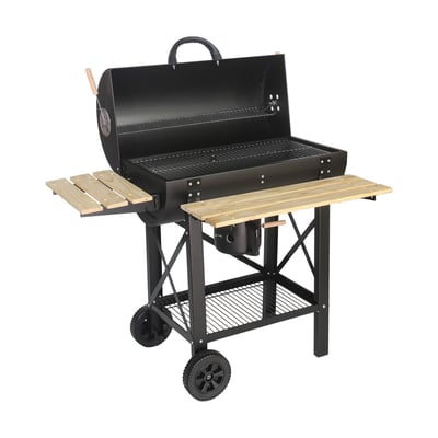 Barbecue charbon de bois, grill et fumoir américain, roues et tablettes rabattables avec housse SERGE AVEC HOUSSE SWEEEK