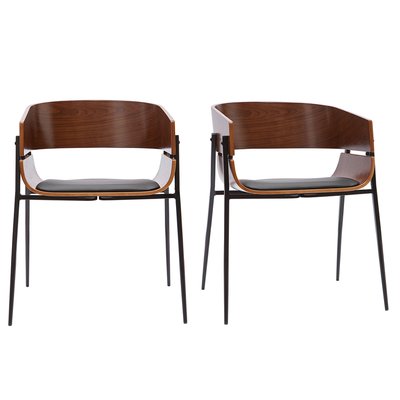 Chaises design bois foncé et métal noir (lot de 2) WESS MILIBOO