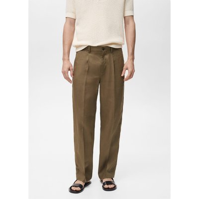 Pantalon 100 % lin pinces MANGO MAN