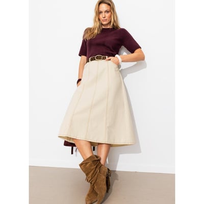 Jupe midi évasée en toile PROMOD