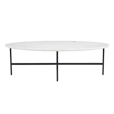 Table basse ovale en marbre blanc et métal noir L115 cm CARRARE MILIBOO