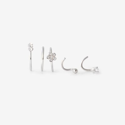 Set de 5 piercings nez en acier chirurgical avec strass de zirconium BALABOOSTE
