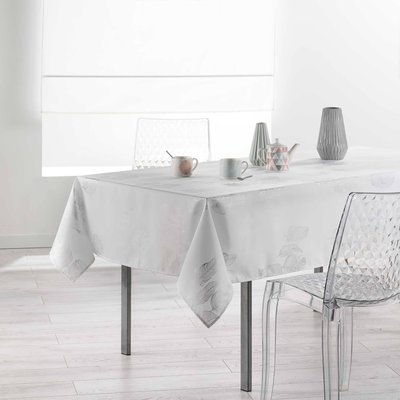 Nappe en polyester Argent Plumia Blanc 150 x 240 cm DOUCEUR D'INTÉRIEUR
