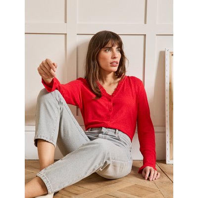 T-shirt col V boutonné lin et viscose CYRILLUS